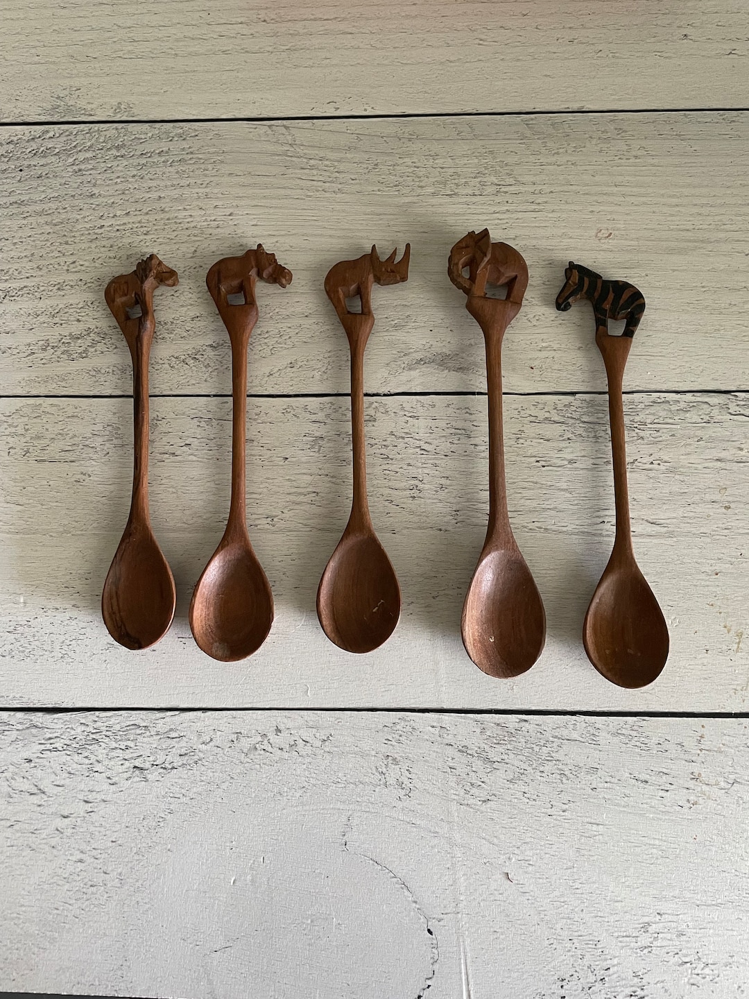 African Animal Spoons, Hand Carved Spoons, Wooden Spoons, Decorative