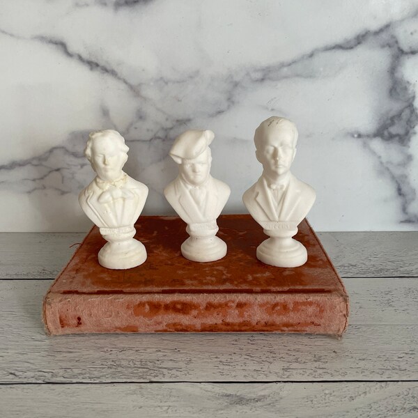 Composer Busts, Wagner Bust, Puccini Bust, Stone Bust, Mini Busts, Set of Busts, White Bust, Miniture Bust, Vintage Bust, Bust Decor