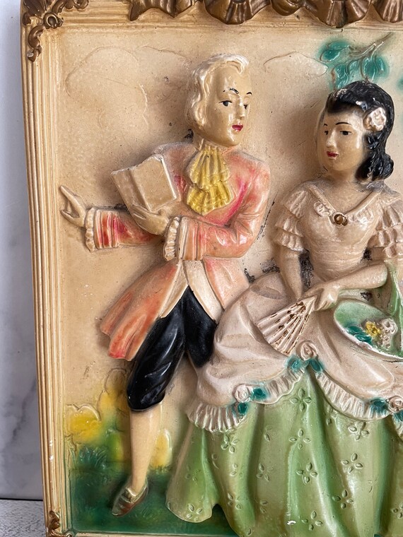 Victorian Chalkware, 3D Victorian Picture, Colonial Courting