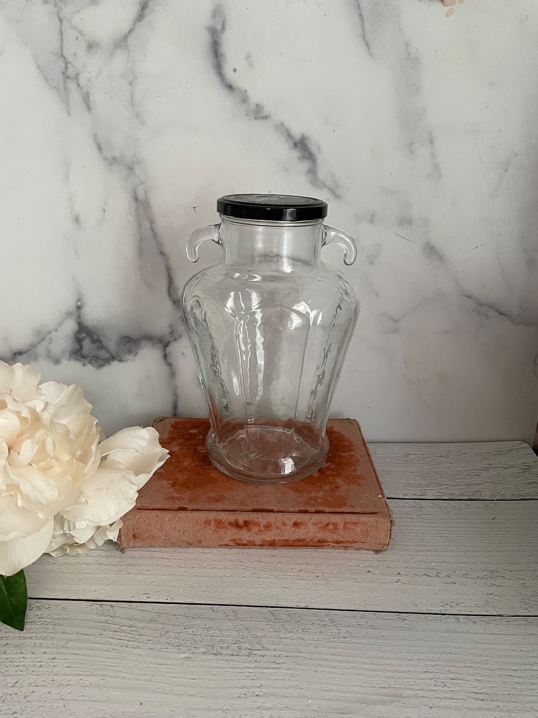 Vintage Glass Vintage Olive Jar Glass Jar With Handles Etsy