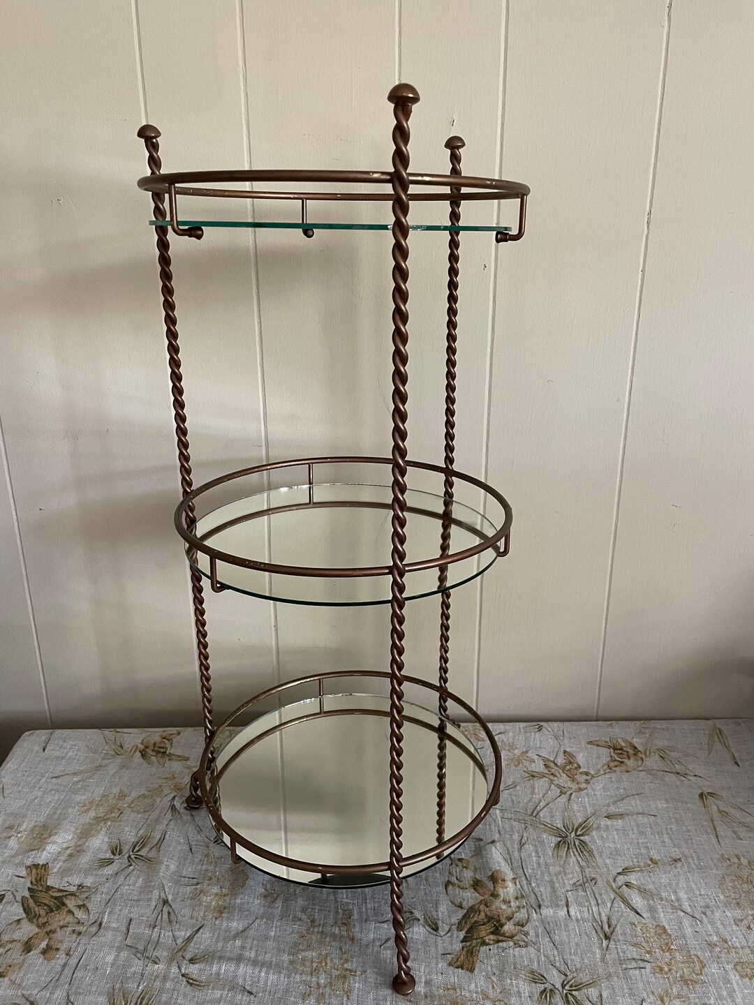 Vintage Plant Stand 3 Tier Plant Stand Mirrored Plant Stand Etsy