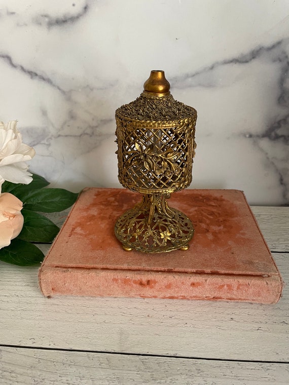 Vintage Perfume Bottle, Ormolu Perfume Bottle, Filigree Perfume Bottle, Old Perfume Bottle, Gold Perfume Bottle, Decorative Perfume,