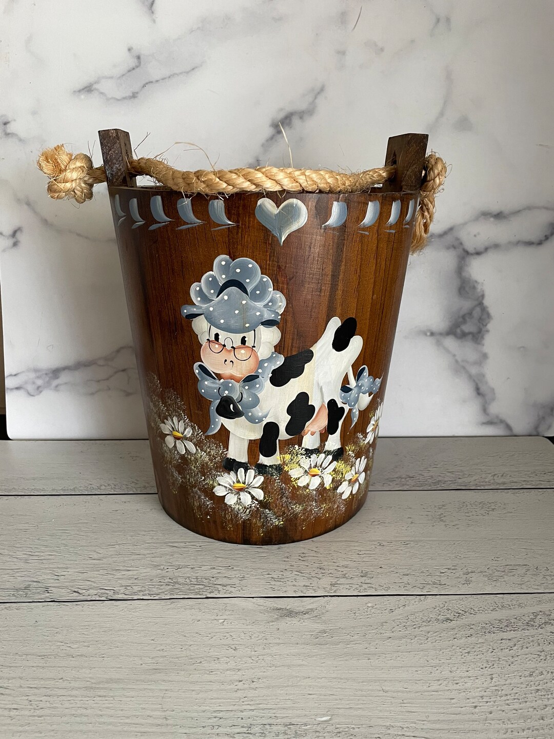 Vintage Ice Cream Bucket Cow Bucket Cow Decor Farmhouse Etsy