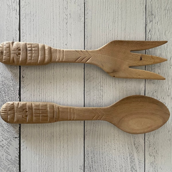 Wooden Fork and Spoon Wall Decor Etsy