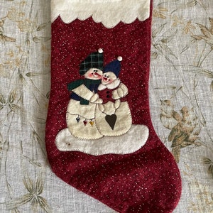 Vintage Stocking, Christmas Stocking, Snowman Stocking, Primitive Stocking, Colorful Stocking, Present Stocking