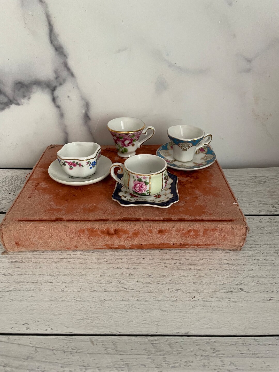 Miniature Tea Cups, Miniature Saucer, Vintage Mini Tea Cups, Vintage Mini Saucer, Etsy