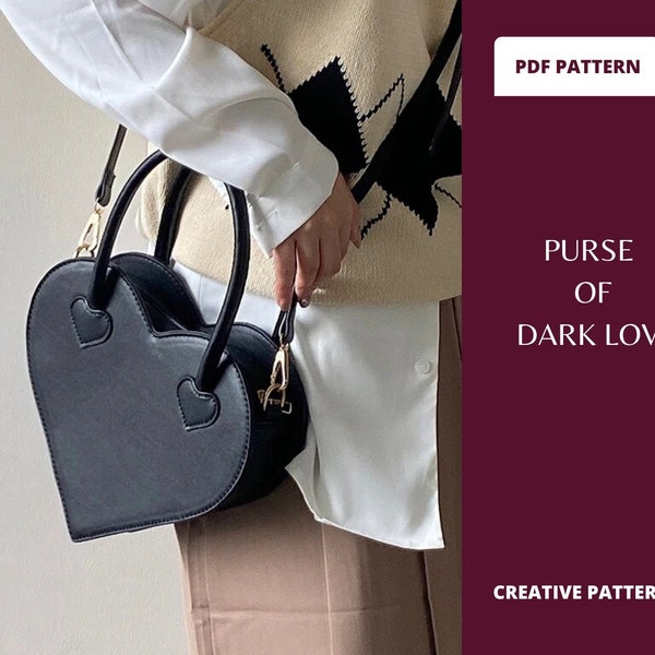 Purse of Love PDF pattern | Heart Shaped | Party Bags | For Women Luxury | Designer Handbag Purse New Fashion Mini Shoulder Clutch Bag.