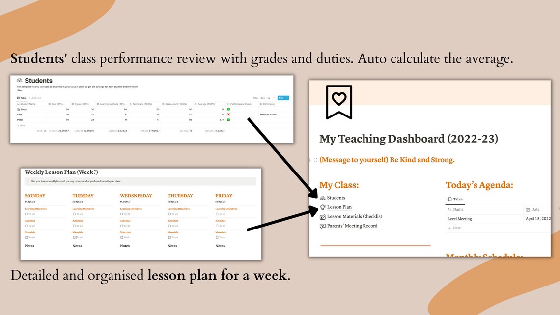 2023 Teacher Planner Notion Template All in One Notion Etsy
