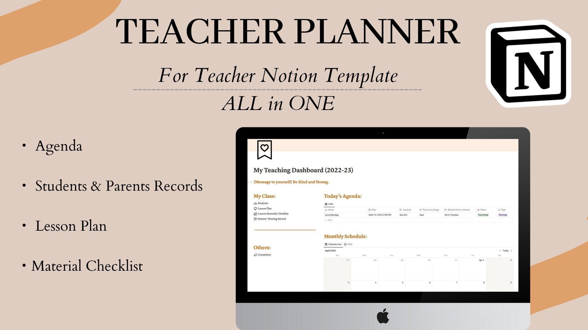 2023 Teacher Planner Notion Template All In One Notion Etsy