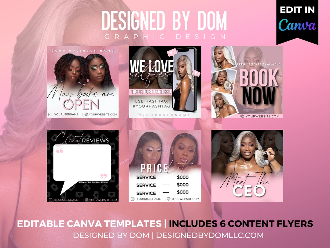 Instagram Templates, Instagram Content Templates, MUA Instagram Content