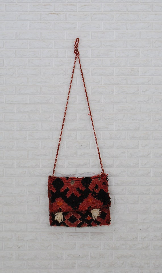 berber wool rug bag - vintage kilim wool bag - cro