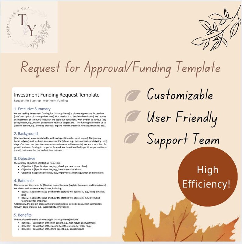 Funding Rationale Request for Approval/funding - 3 Unique, Fully Customisable & Editable ...