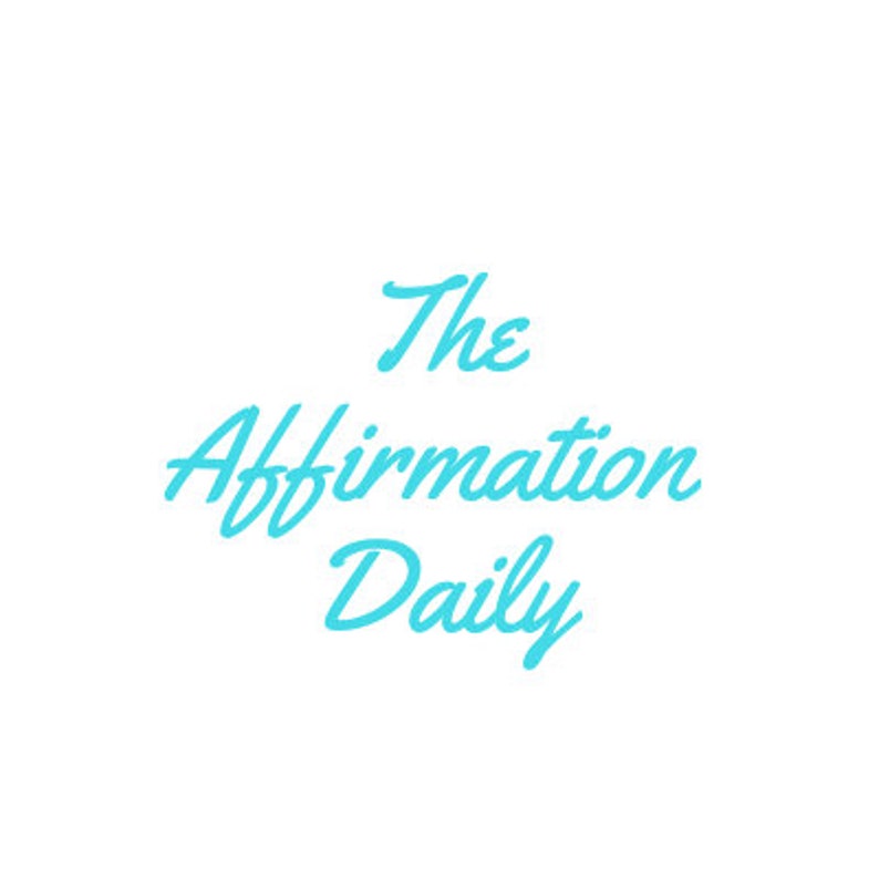 May include: The Affirmation Daily logo in a light blue color with a white background.