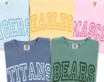 Comfort Colors® Custom Mascot Shirt, School Spirit Tee, Custom Game Day Shirt, School Logo Tee Gift, Team Mascot Sweatshirt