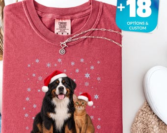 Comfort Colors® Custom Family Christmas Shirt: Dog & Cat Holiday Design (Personalized)