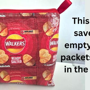 Upcycled Crisp Packet Pouch: Eco-Friendly Makeup Bag, Festival Clutch