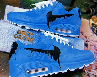 Custom Dripped Out AM90 Sneakers – Hand-Painted Freestyle Drip Design – Authentic Leather – Scratch & Water Resistant