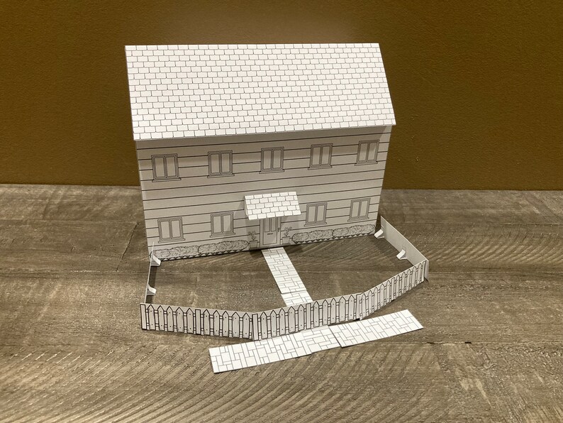 Colorless Home Printable Paper House - Colorless: With Pathways and Fence Pieces ...