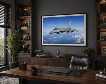 F-16 Fighting Falcon straaljager kunst aan de muur afdrukbare vliegtuigen kunst luchtvaart decor (digitale download)