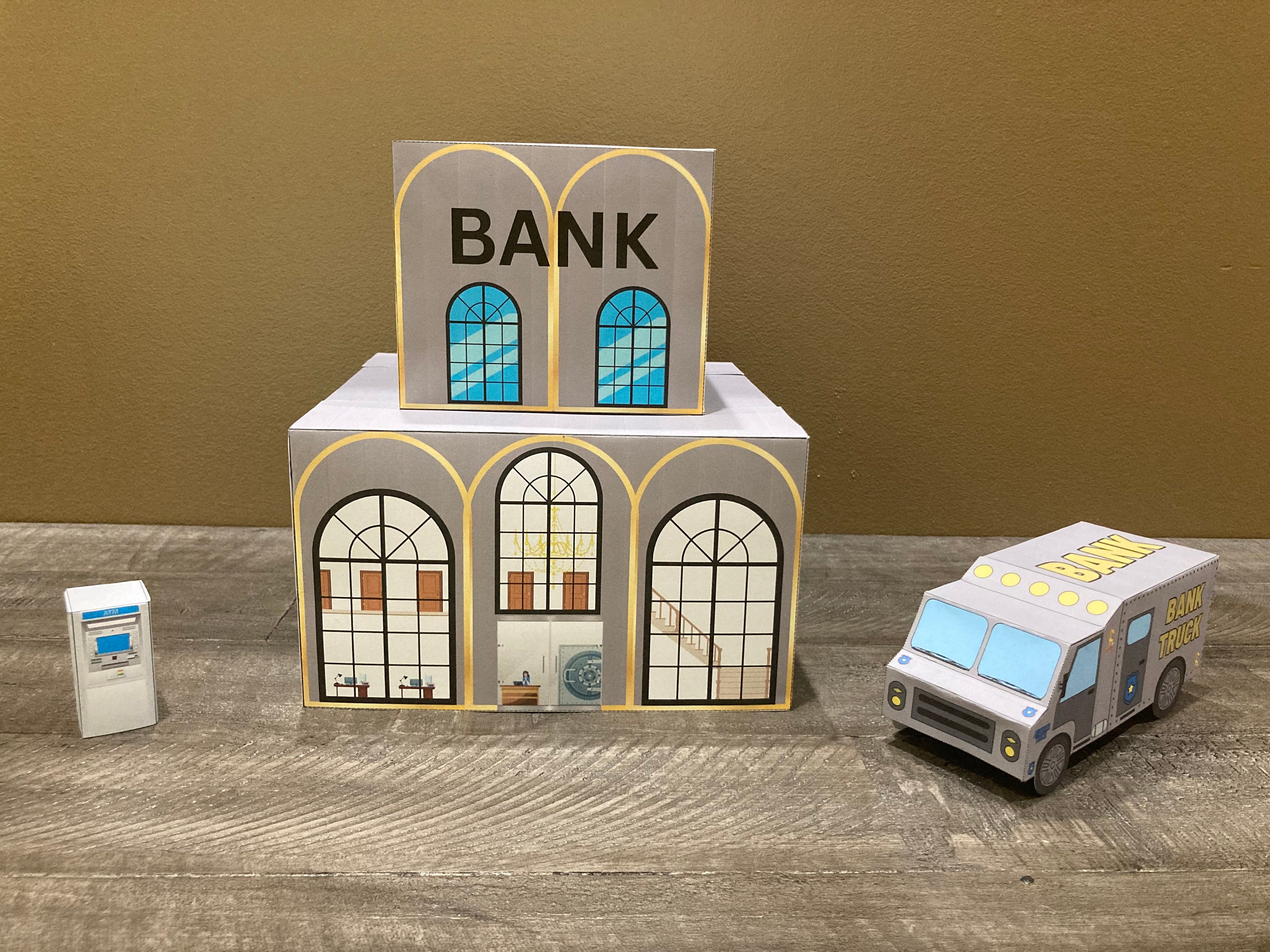 Printable Paper Bank: With Bank Truck and ATM - Digital Download - Etsy