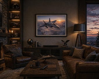 F-22 Raptor straaljager kunst aan de muur afdrukbare vliegtuigen kunst luchtvaart decor (digitale download)