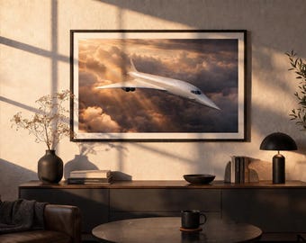 Concorde Supersonic Jet-muurkunst afdrukbaar (digitale download)