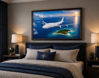 Boeing 747 vliegtuig kunst aan de muur afdrukbare vliegtuigen kunst luchtvaart decor (digitale download)