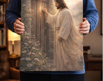 Bijbelse muurkunst, Jezus klopt, christelijk interieur (digitale download)
