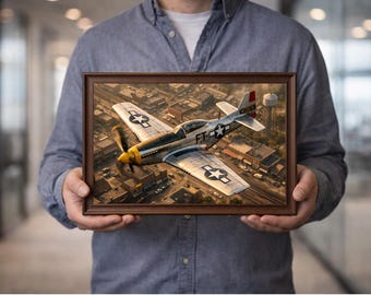 WW2 P-51 Mustang gevechtsvliegtuig luchtvaartkunst (digitale download)