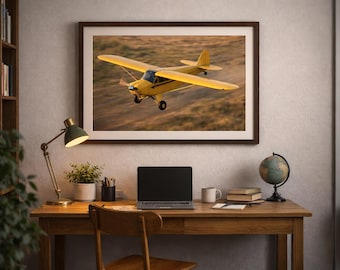 Piper Cub vliegtuig muurkunst afdrukbaar vliegtuigdecor (digitale download)