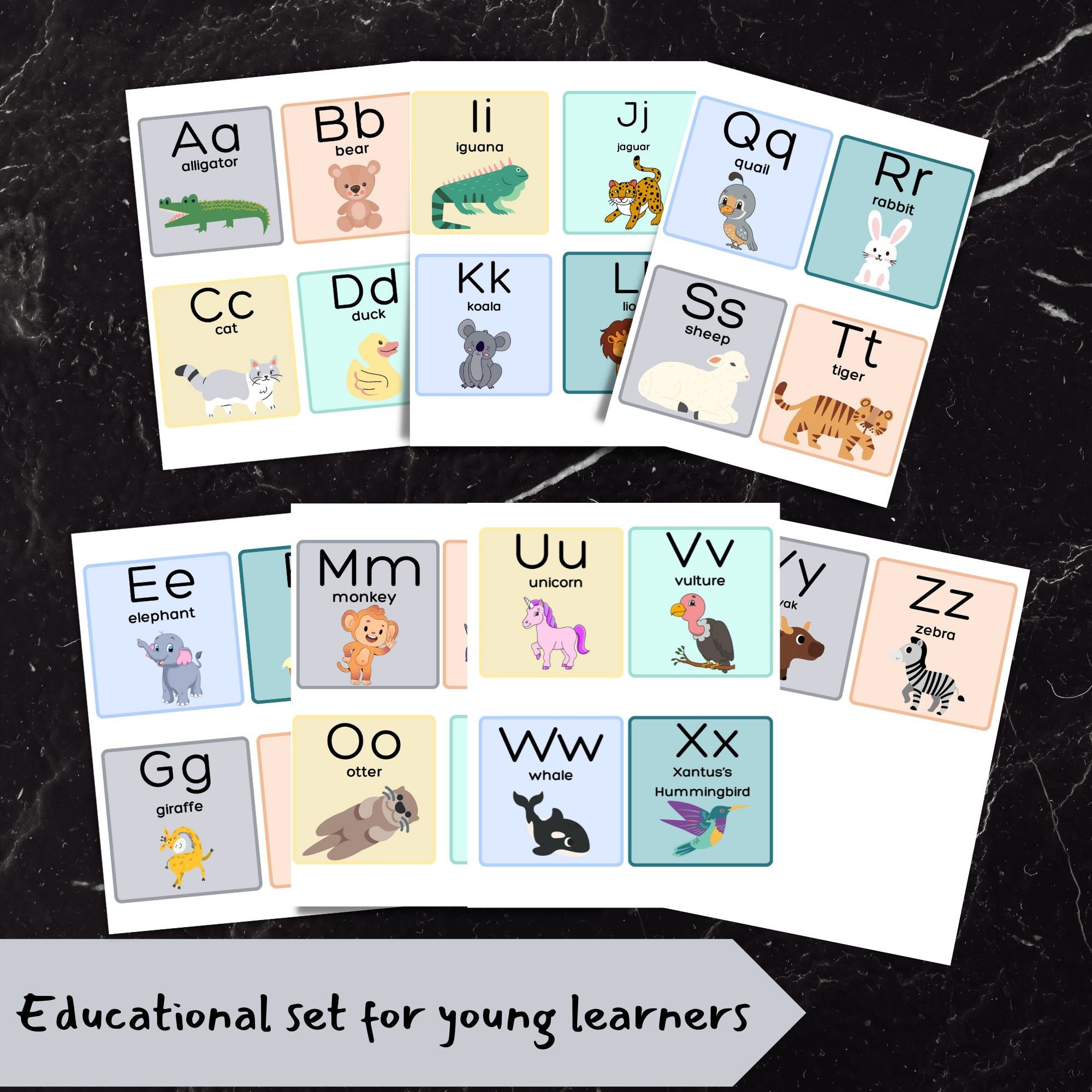 Printable Animal Alphabet Flash Cards Alphabet Uppercase and Etsy Canada