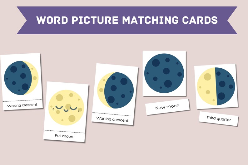 3 Types MOON PHASES Flashcards Size 5 X7 Homeschool Etsy