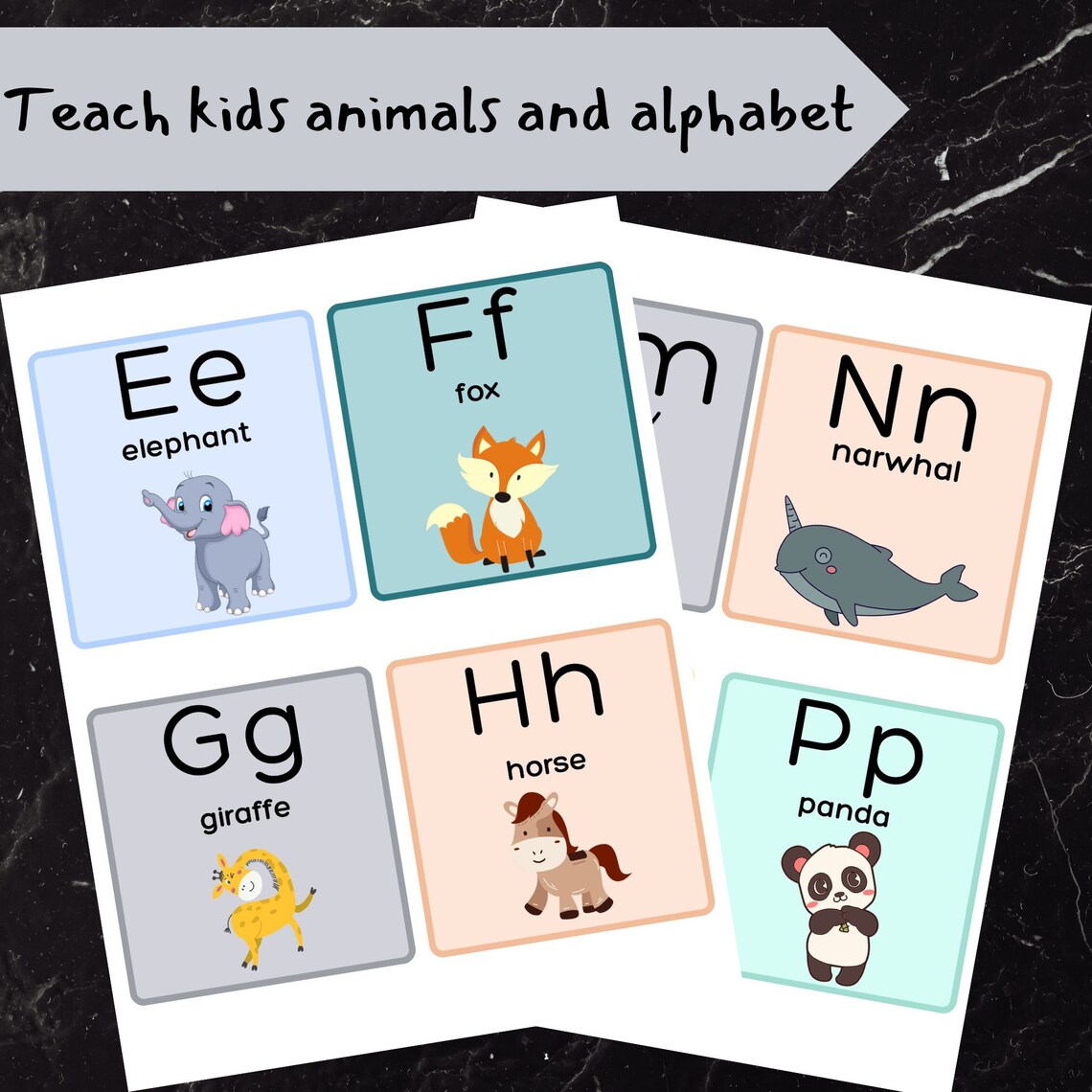 Printable Animal Alphabet Flash Cards Alphabet Uppercase and Etsy Canada