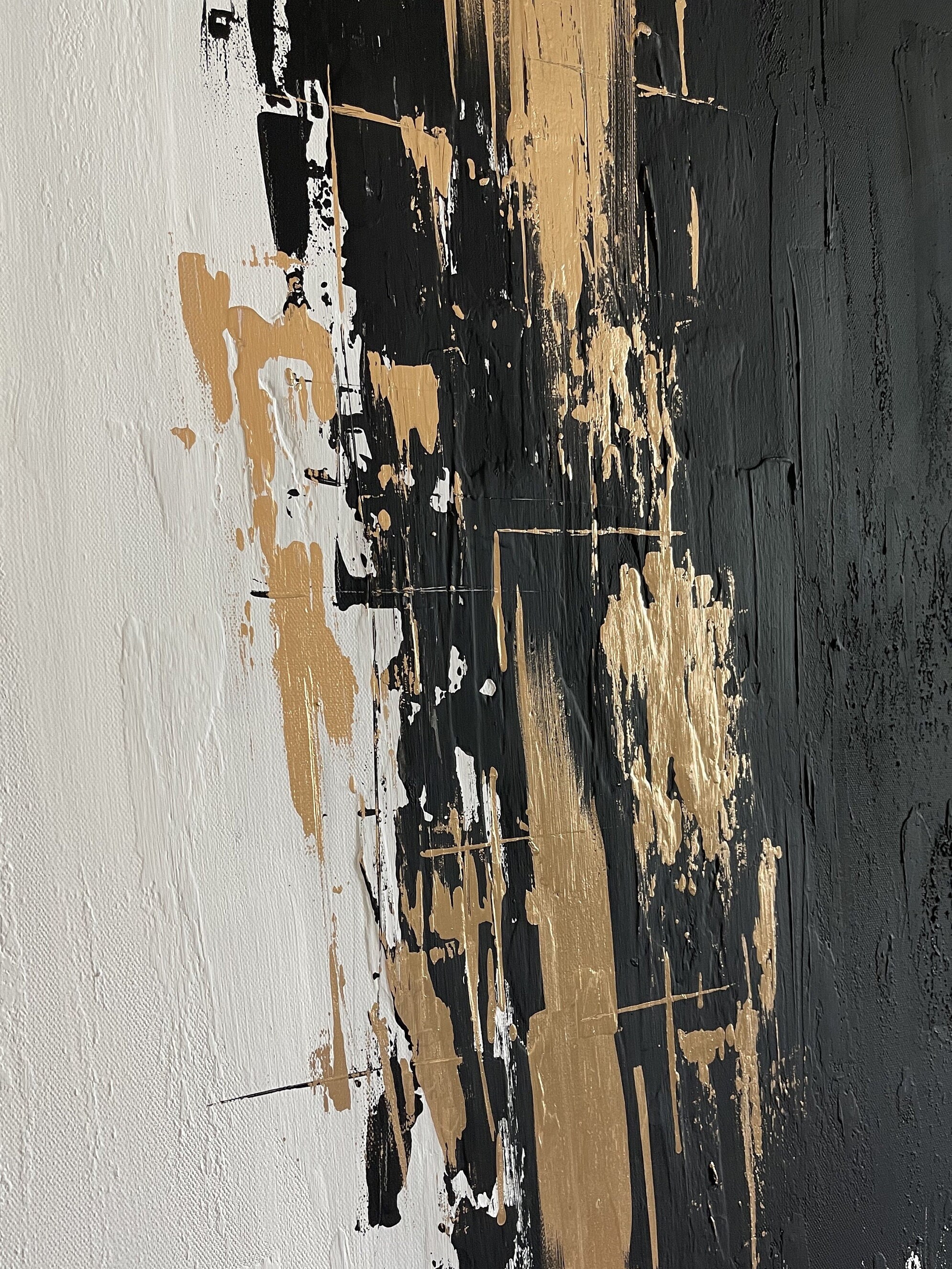 Black and White With Gold Wall Art Abstract Art Black and Etsy