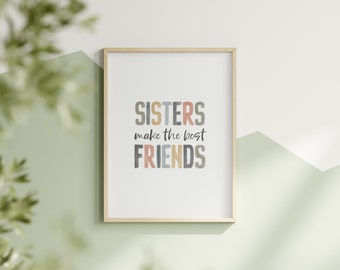 Sisters Make The Best Friends Printable Girl Watercolor Nursery Prints