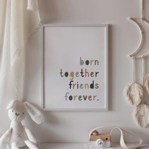 Zwillinge Kinderzimmer zusammen Freunde für immer geboren Zeichen charmante Boho Dekor Zeichen für Zwillinge Freunde für immer Kinderzimmer Wandkunst
