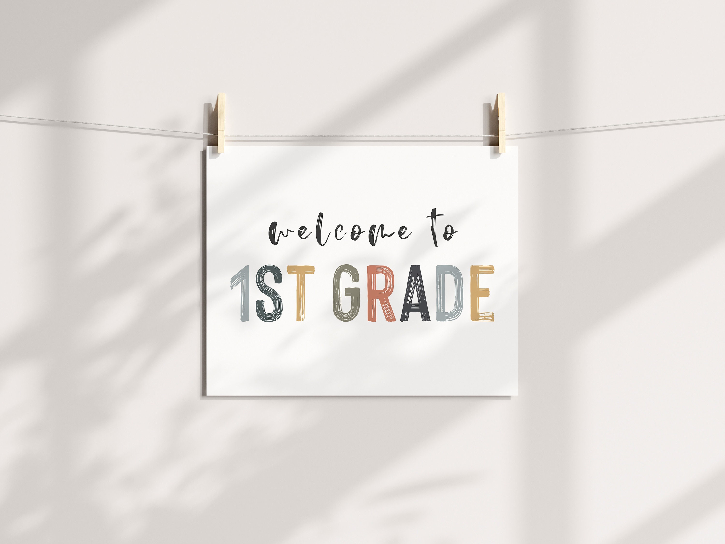 Welcome to First Grade Classroom Decor Posters Boho Rainbow Classroom Printable Welcome Back to