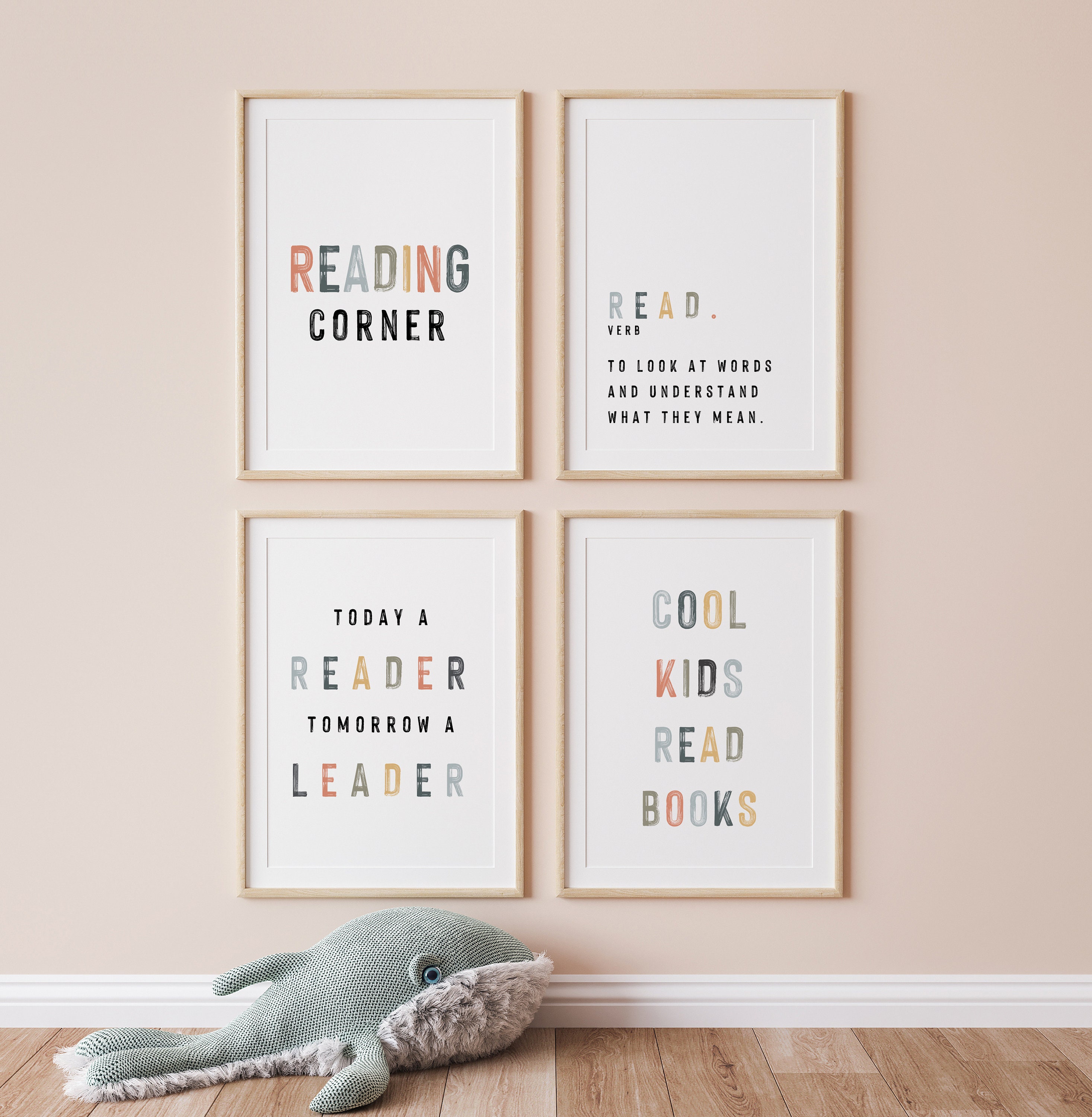 Reading Corner Wall Art for Kids Room Decor Set of 4 Montessori ...
