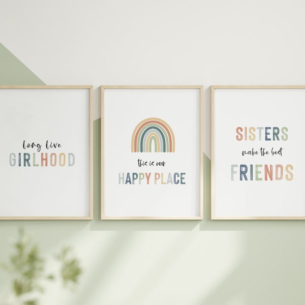 Sisters Themed Gallery Wall Set of 3 Sisterly Love Quote Prints Unique Sibling Gift Special Sister Set Heartwarming Wall Decor Art