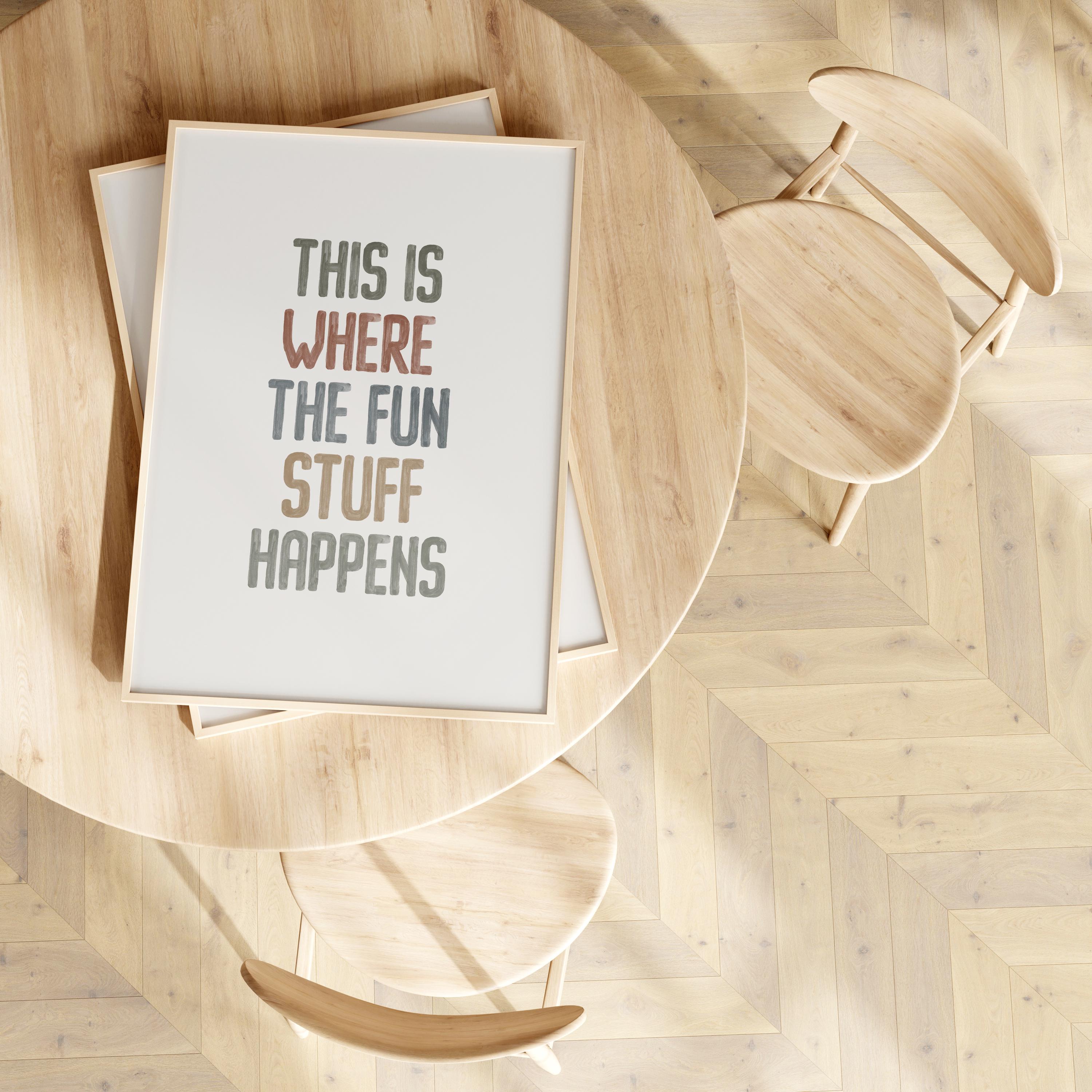 Wandschild „This Is Where The Fun Stuff Happens“ – 40,6 X 27,9 Cm, Rustikaler Holzrahmen Fürs Kinderzimmer