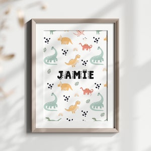 Personalized Name Print Dinosaur Themed Wall Art Dinosaur Party Name Sign