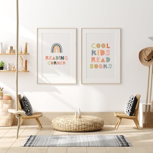 Reading Corner Set of 4 Wall Art for Kids Room Decor - Etsy