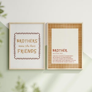 Whimsical Brotherly Love Definition Print Meaningful Wall Art for Brothers Make The Best Friends Printable Set of 2 Boy Nursery Wall Art