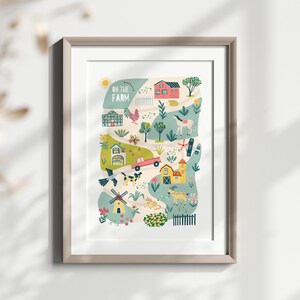 Bauernhof Karte Wandkunst für Kleinkind Zimmer Dekor Digitaler Download