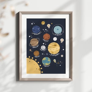 Decoración educativa para sala de juegos, sistema solar, material de aprendizaje impreso para niños pequeños