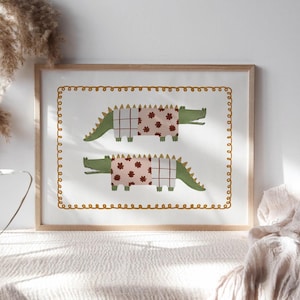 Whimsical Crocodile Poster Alligator Print for Kids Room Nursery Animal Art for Playroom Colorful Alligator Print Kids Room Decor