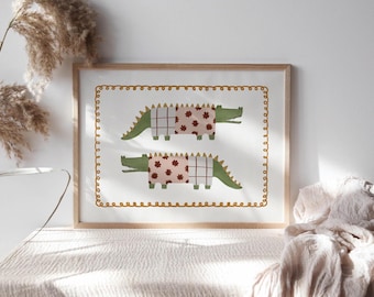 Whimsical Crocodile Poster Alligator Print for Kids Room Nursery Animal Art for Playroom Colorful Alligator Print Kids Room Decor
