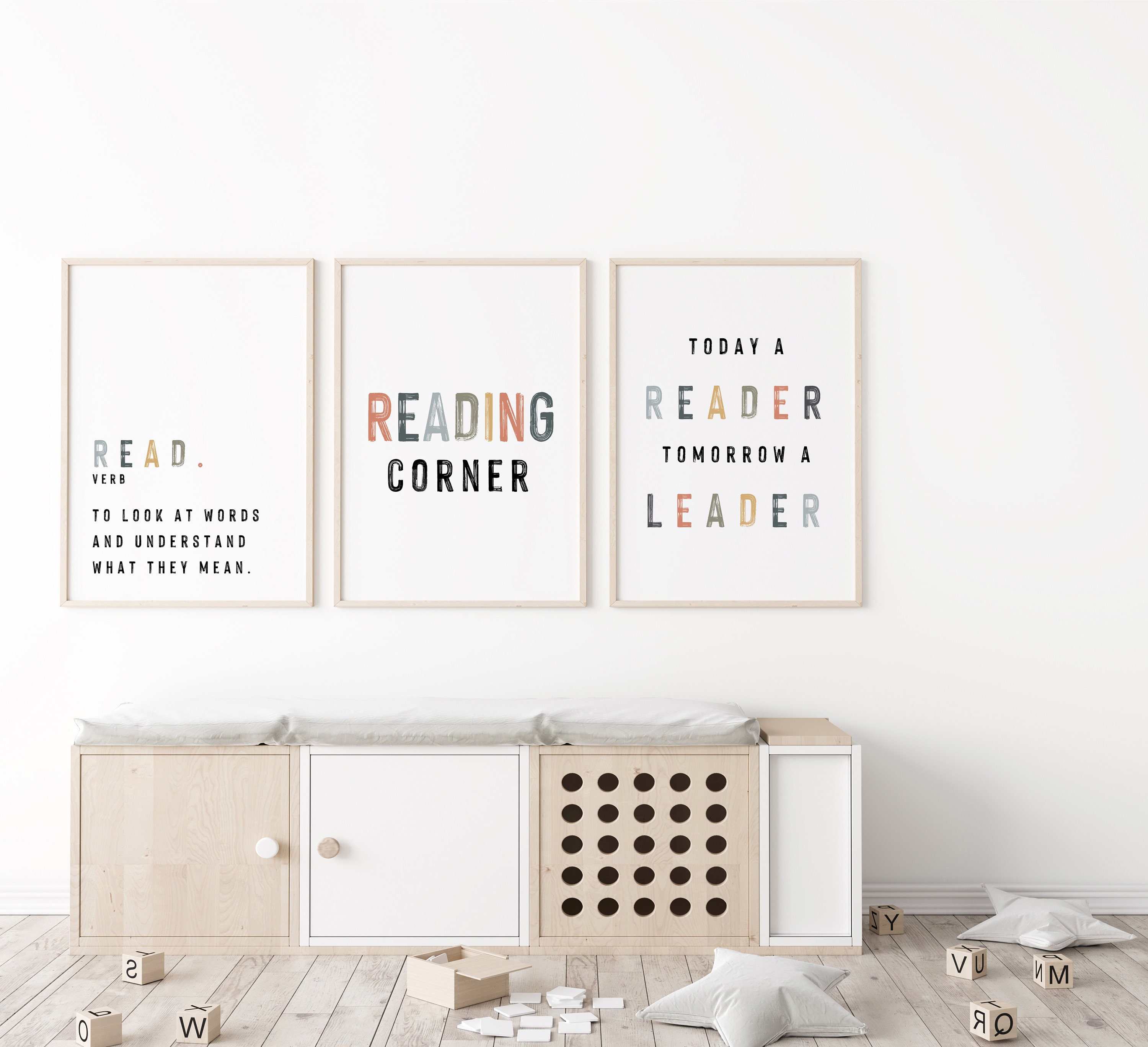 Reading Corner Wall Art for Kids Room Decor Set of 4 Montessori ...