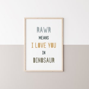 Dinosaur Decor Rawr means I love you in Dinosaur Sign Kids Room Decor Dinosaur Prints Nursery Dinosaur Printable Wall Art for Boys Room