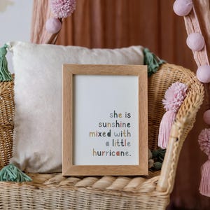 She is sunshine mixed with a little hurricane sign Girls Room Wall Art Girls Nursery Quotes Boho Girl Bedroom Decor